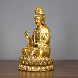 Buddha Gift Kwan Yin Avalokitesvara Holding A Willow Bottle Harmony Brass Copper Statue Home Decoration