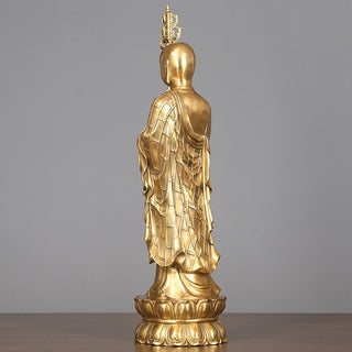 Buddha Gift Ksitigarbha Bodhisattva Figurine Compassion Copper Statue Home Offering Decoration