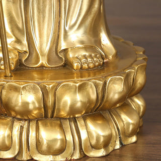 Buddha Gift Ksitigarbha Bodhisattva Figurine Compassion Copper Statue Home Offering Decoration