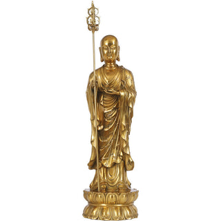 Buddha Gift Ksitigarbha Bodhisattva Figurine Compassion Copper Statue Home Offering Decoration