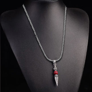 Buddha Gift Cinnabar Sanskrit Dorje Vajra Pattern Blessing Necklace Pendant