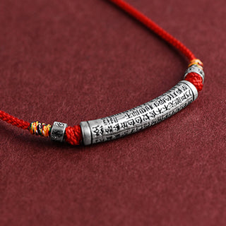 Buddha Gift 999 Sterling Silver Six True Word Heart Sutra String Necklace Pendant