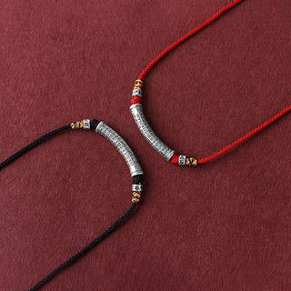 Buddha Gift 999 Sterling Silver Six True Word Heart Sutra String Necklace Pendant