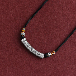 Buddha Gift 999 Sterling Silver Six True Word Heart Sutra String Necklace Pendant