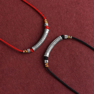 Buddha Gift 999 Sterling Silver Six True Word Heart Sutra String Necklace Pendant