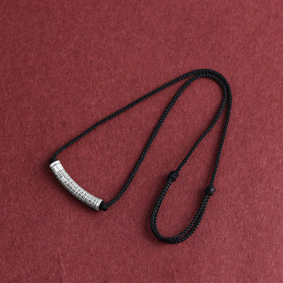 Buddha Gift 999 Sterling Silver Six True Word Heart Sutra String Necklace Pendant