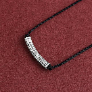 Buddha Gift 999 Sterling Silver Six True Word Heart Sutra String Necklace Pendant