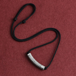 Buddha Gift 999 Sterling Silver Six True Word Heart Sutra String Necklace Pendant