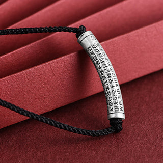 Buddha Gift 999 Sterling Silver Six True Word Heart Sutra String Necklace Pendant