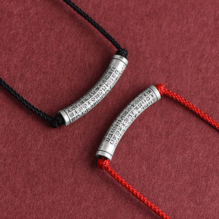 Buddha Gift 999 Sterling Silver Six True Word Heart Sutra String Necklace Pendant