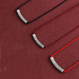 Buddha Gift 999 Sterling Silver Six True Word Heart Sutra String Necklace Pendant