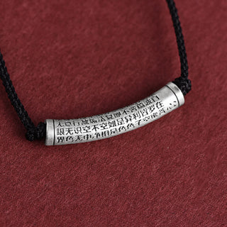 Buddha Gift 999 Sterling Silver Six True Word Heart Sutra String Necklace Pendant