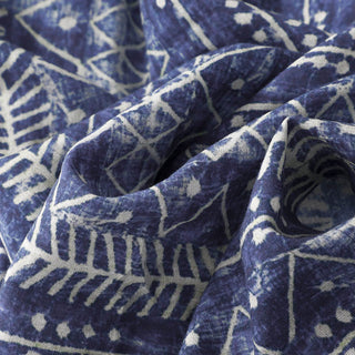 Buddha Gift Blue Stripes Print Cotton Linen Wide Leg Pants With Pockets