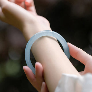 Buddha Gift Natural Aquamarine Serenity Bangle Bracelet