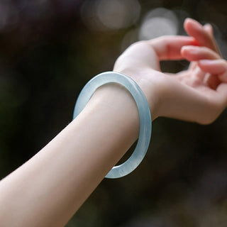 Buddha Gift Natural Aquamarine Serenity Bangle Bracelet