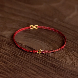 Buddha Gift 999 Gold Endless Knot Infinity Handmade Luck Rope Bracelet