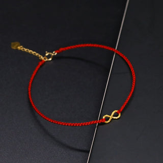 Buddha Gift 999 Gold Mobius Infinite Love Fu Character Copper Coin Protection Handmade Ultra-Thin Rope Bracelet