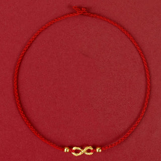 Buddha Gift 999 Gold Mobius Infinite Love Fu Character Copper Coin Protection Handmade Ultra-Thin Rope Bracelet