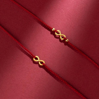 Buddha Gift 999 Gold Mobius Infinite Love Fu Character Copper Coin Protection Handmade Ultra-Thin Rope Bracelet