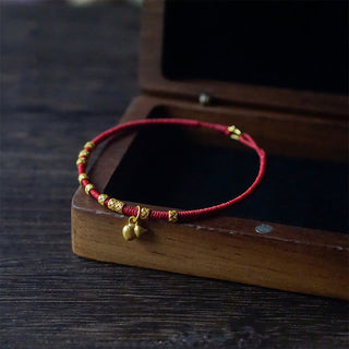Buddha Gift 999 Gold Small Gourd Charm Handmade Luck Strength Rope Bracelet