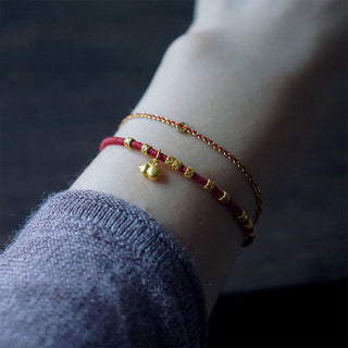 Buddha Gift 999 Gold Small Gourd Charm Handmade Luck Strength Rope Bracelet