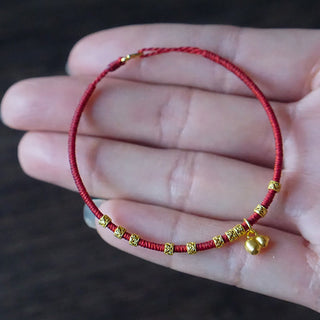 Buddha Gift 999 Gold Small Gourd Charm Handmade Luck Strength Rope Bracelet
