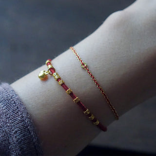 Buddha Gift 999 Gold Small Gourd Charm Handmade Luck Strength Rope Bracelet