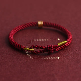 Buddha Gift 999 Gold Triple Ring Design Handmade Connection Braided Rope Bracelet