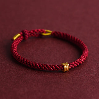 Buddha Gift 999 Gold Triple Ring Design Handmade Connection Braided Rope Bracelet