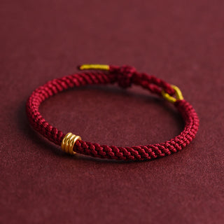 Buddha Gift 999 Gold Triple Ring Design Handmade Connection Braided Rope Bracelet