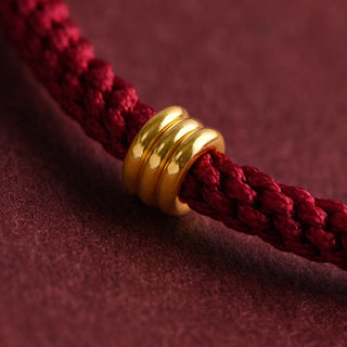 Buddha Gift 999 Gold Triple Ring Design Handmade Connection Braided Rope Bracelet