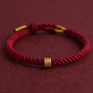 Buddha Gift 999 Gold Triple Ring Design Handmade Connection Braided Rope Bracelet