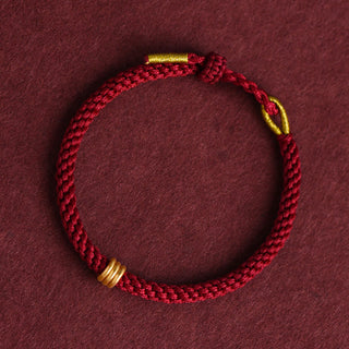 Buddha Gift 999 Gold Triple Ring Design Handmade Connection Braided Rope Bracelet