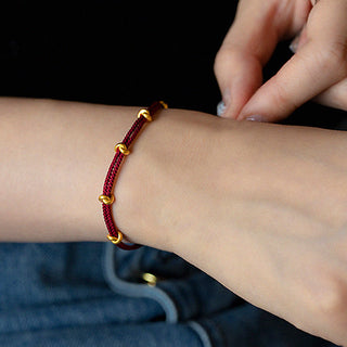 Buddha Gift 999 Gold Wish Knot Design Handmade Luck Braided Rope Bracelet