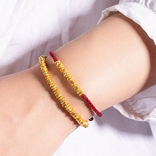 Buddha Gift 999 Gold Small Gold Pieces Design Handmade Protection Braided Rope Bracelet