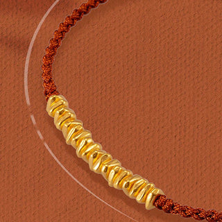Buddha Gift 999 Gold Small Gold Pieces Design Handmade Protection Braided Rope Bracelet