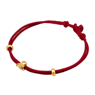 Buddha Gift 999 Gold Small Lucky Rabbit Osmanthus Design Handmade Luck Braided Rope Bracelet