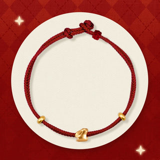 Buddha Gift 999 Gold Small Lucky Rabbit Osmanthus Design Handmade Luck Braided Rope Bracelet