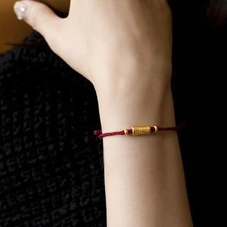 Buddha Gift 999 Gold Good Luck Amulet Carved Design Handmade Strength Braided Rope Bracelet