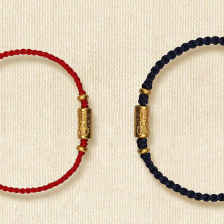 Buddha Gift 999 Gold Good Luck Amulet Carved Design Handmade Strength Braided Rope Bracelet