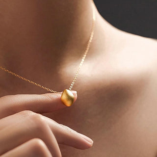 Buddha Gift 999 Gold Egg Water Drop Pattern Blessing Necklace Pendant