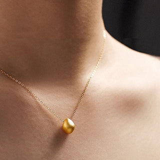 Buddha Gift 999 Gold Egg Water Drop Pattern Blessing Necklace Pendant