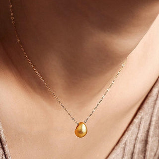 Buddha Gift 999 Gold Egg Water Drop Pattern Blessing Necklace Pendant