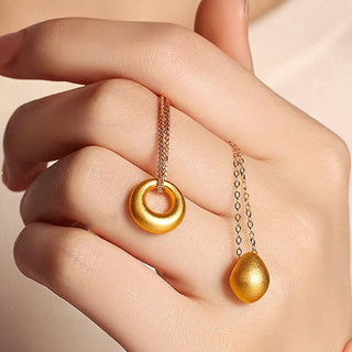 Buddha Gift 999 Gold Egg Water Drop Pattern Blessing Necklace Pendant