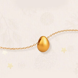 Buddha Gift 999 Gold Egg Water Drop Pattern Blessing Necklace Pendant
