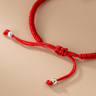 Buddha Gift Handmade 925 Sterling Silver Fu Character Auspicious Clouds Blessing Braided Rope Bracelet