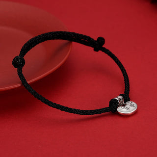 Buddha Gift Handmade 925 Sterling Silver Peace And Joy Safe Well Wish Lock Strength Braided Rope Bracelet