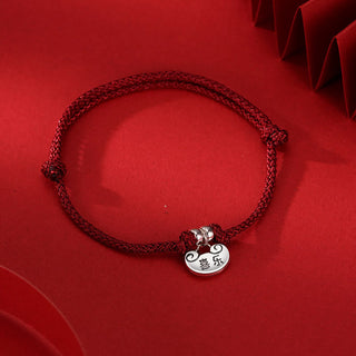 Buddha Gift Handmade 925 Sterling Silver Peace And Joy Safe Well Wish Lock Strength Braided Rope Bracelet