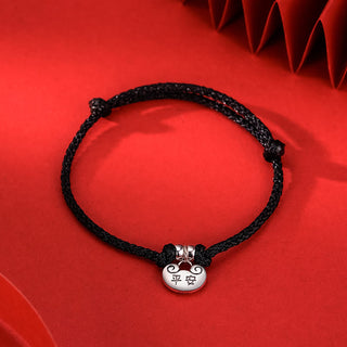 Buddha Gift Handmade 925 Sterling Silver Peace And Joy Safe Well Wish Lock Strength Braided Rope Bracelet