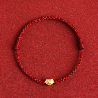 Buddha Gift 999 Gold Chinese Lock Charm Fu Character Protection Handmade Rope Bracelet